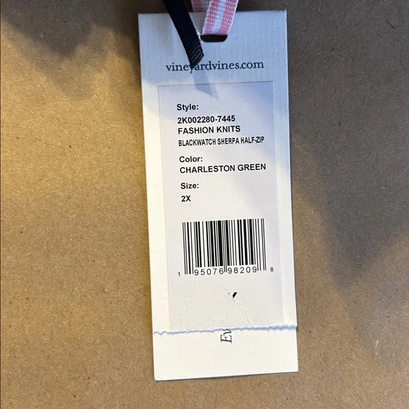 Vineyard Vines womens Navy and green Plaid Sherpa Fleece Pullover xxl - Picture 3 of 4